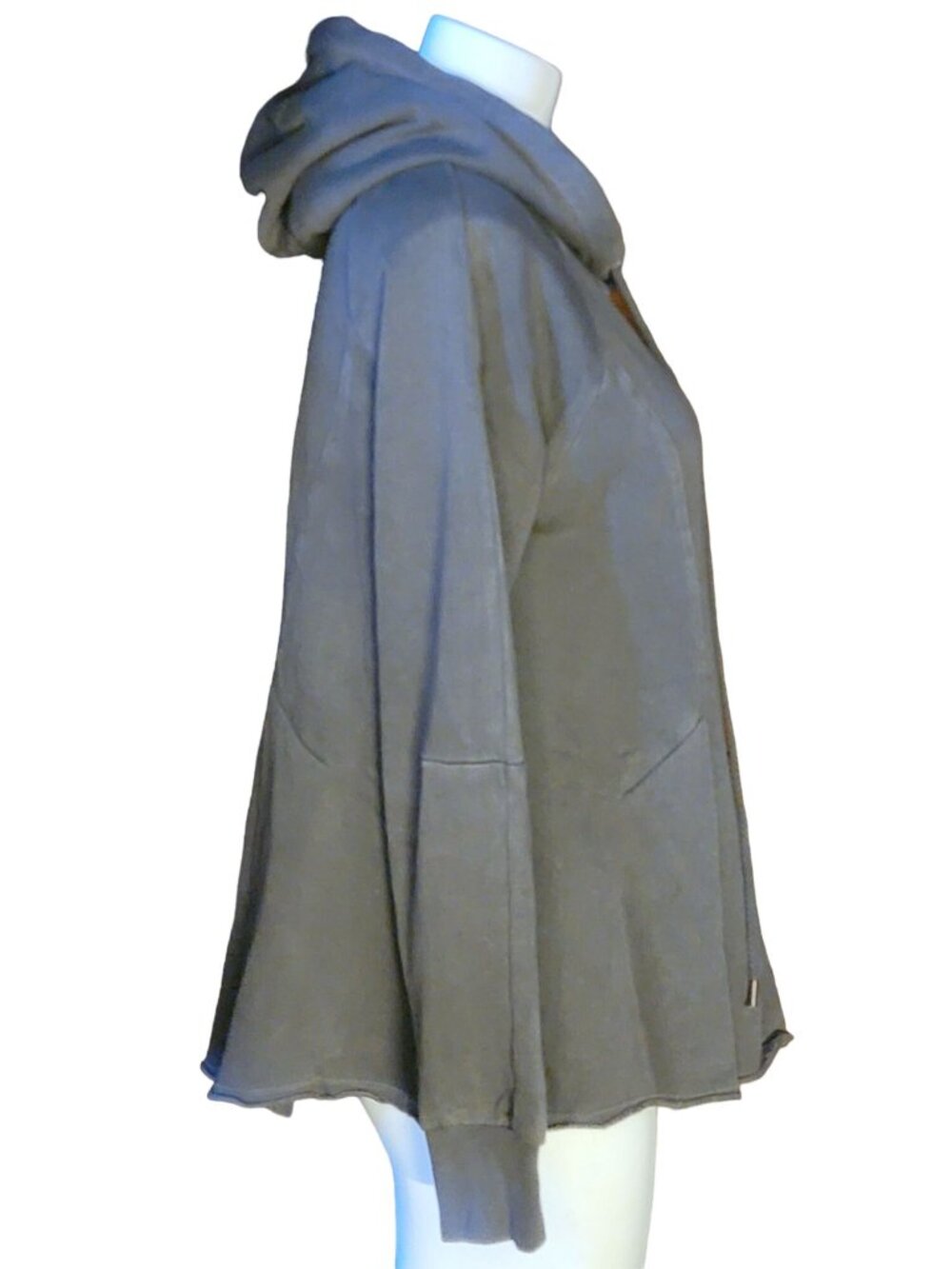 Pilcro Anthropologie Flynn Hoodie Sweatshirt Small Gray Peplum Raw Hem Pullover - Picture 2 of 7